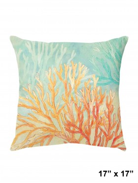 Double Sided Coral Print Cushion & Filler Double Sided Coral Print Cushion & Filler